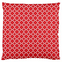 Poppy Red Quatrefoil Pattern Large Flano Cushion Case (two Sides) by Zandiepants