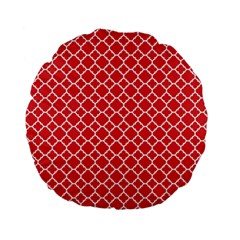 Poppy Red Quatrefoil Pattern Standard 15  Premium Flano Round Cushion  by Zandiepants