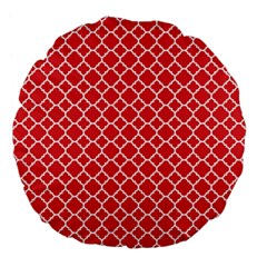 Poppy Red Quatrefoil Pattern Large 18  Premium Flano Round Cushion  by Zandiepants