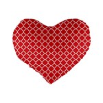 Poppy Red Quatrefoil Pattern Standard 16  Premium Flano Heart Shape Cushion  Back