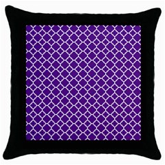 Royal Purple Quatrefoil Pattern Throw Pillow Case (black) by Zandiepants
