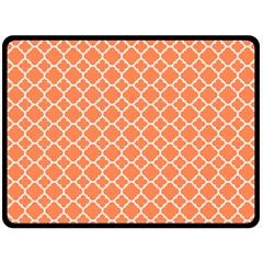 Tangerine Orange Quatrefoil Pattern Double Sided Fleece Blanket (large) by Zandiepants