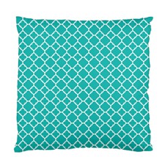 Turquoise Quatrefoil Pattern Standard Cushion Case (two Sides) by Zandiepants