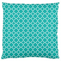 Turquoise Quatrefoil Pattern Large Cushion Case (one Side) by Zandiepants