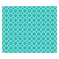 Turquoise Quatrefoil Pattern Double Sided Flano Blanket (small) by Zandiepants