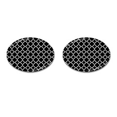 Black & White Quatrefoil Pattern Cufflinks (oval) by Zandiepants