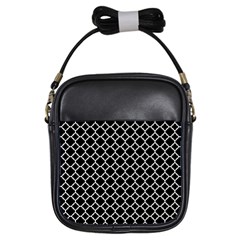 Black & White Quatrefoil Pattern Girls Sling Bag by Zandiepants