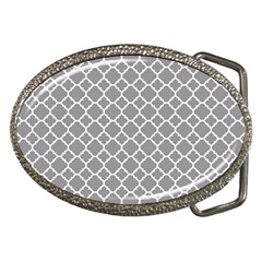 Grey Quatrefoil Pattern Belt Buckle by Zandiepants