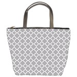 Grey quatrefoil pattern Bucket Bag Front