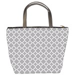 Grey quatrefoil pattern Bucket Bag Back