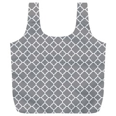 Grey Quatrefoil Pattern Full Print Recycle Bag (xl) by Zandiepants