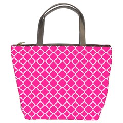 Hot Pink Quatrefoil Pattern Bucket Bag by Zandiepants