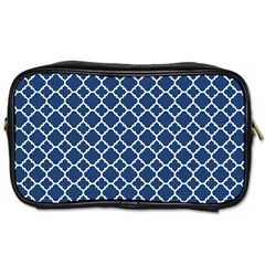 Navy Blue Quatrefoil Pattern Toiletries Bag (two Sides) by Zandiepants