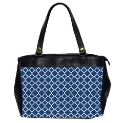 Navy Blue Quatrefoil Pattern Oversize Office Handbag (2 Sides) by Zandiepants