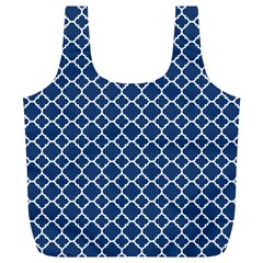 Navy Blue Quatrefoil Pattern Full Print Recycle Bag (xl) by Zandiepants