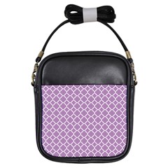 Lilac purple quatrefoil pattern Girls Sling Bag