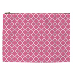 Soft Pink Quatrefoil Pattern Cosmetic Bag (xxl) by Zandiepants
