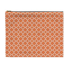 Tangerine Orange Quatrefoil Pattern Cosmetic Bag (xl) by Zandiepants