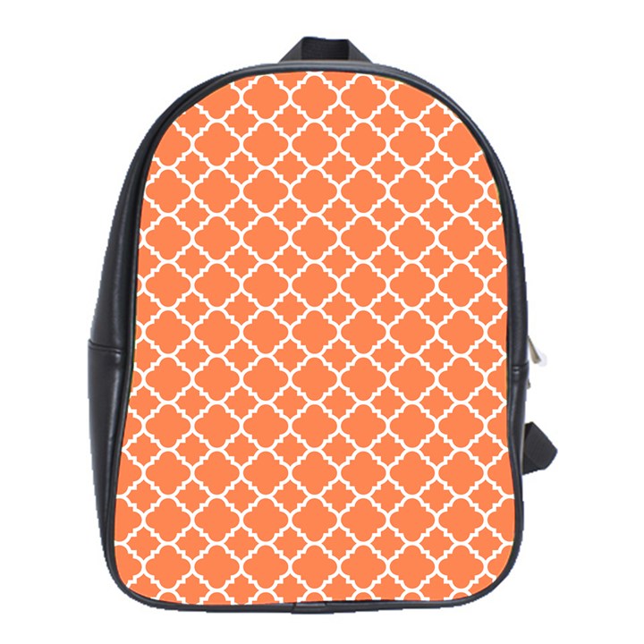 Tangerine orange quatrefoil pattern School Bag (XL)