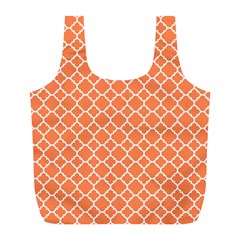 Tangerine Orange Quatrefoil Pattern Full Print Recycle Bag (l) by Zandiepants