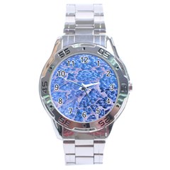 Festive Chic Light Blue Glitter Shiny Glamour Sparkles Stainless Steel Analogue Watch