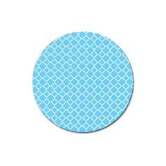 Bright Blue Quatrefoil Pattern Magnet 3  (round) by Zandiepants