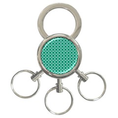 Emerald green quatrefoil pattern 3-Ring Key Chain