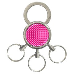 Hot Pink Quatrefoil Pattern 3-ring Key Chain by Zandiepants