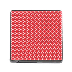 Poppy Red Quatrefoil Pattern Memory Card Reader (square) by Zandiepants