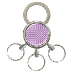 Lilac purple quatrefoil pattern 3-Ring Key Chain