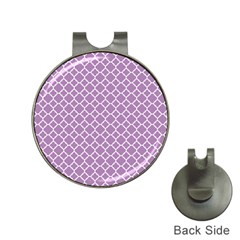 Lilac purple quatrefoil pattern Golf Ball Marker Hat Clip