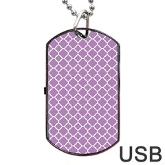 Lilac purple quatrefoil pattern Dog Tag USB Flash (One Side)