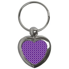 Royal Purple Quatrefoil Pattern Key Chain (heart) by Zandiepants