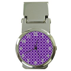 Royal Purple Quatrefoil Pattern Money Clip Watch by Zandiepants