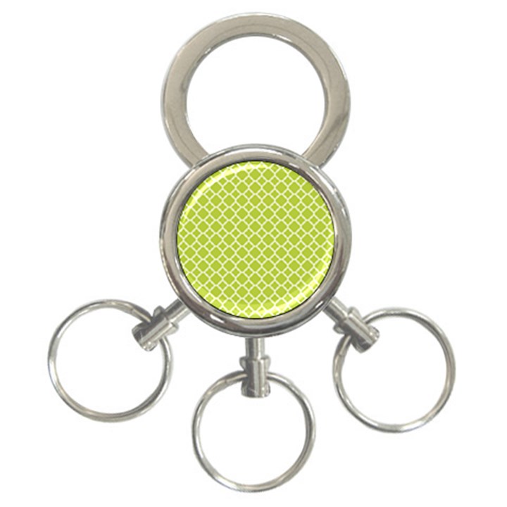 Spring green quatrefoil pattern 3-Ring Key Chain