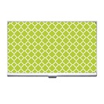 Spring green quatrefoil pattern Business Card Holder Front