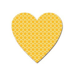 Sunny Yellow Quatrefoil Pattern Magnet (heart) by Zandiepants
