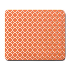 Tangerine Orange Quatrefoil Pattern Large Mousepad by Zandiepants