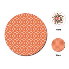 Tangerine Orange Quatrefoil Pattern Playing Cards (round) by Zandiepants