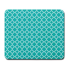 Turquoise Quatrefoil Pattern Large Mousepad by Zandiepants