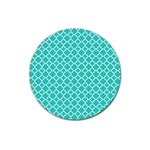 Turquoise quatrefoil pattern Magnet 3  (Round) Front