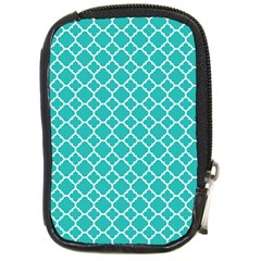 Turquoise Quatrefoil Pattern Compact Camera Leather Case by Zandiepants