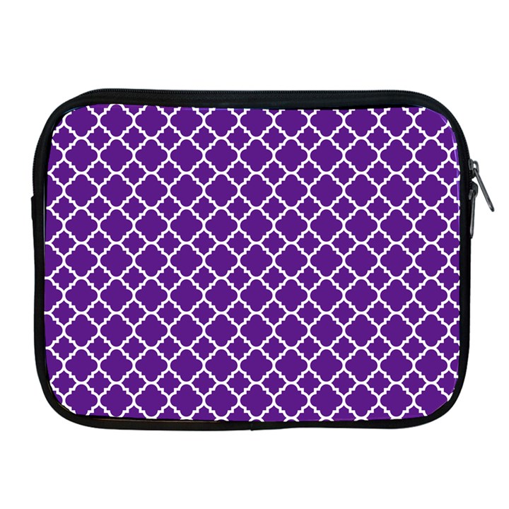 Royal purple quatrefoil pattern Apple iPad 2/3/4 Zipper Case