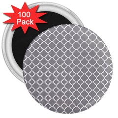 Grey Quatrefoil Pattern 3  Magnet (100 Pack) by Zandiepants