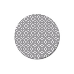 Grey Quatrefoil Pattern Magnet 3  (round) by Zandiepants