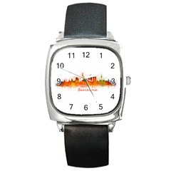 Barcelona City Art Square Metal Watch