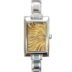 Chic Festive Gold Brown Glitter Stripes Rectangle Italian Charm Watch by yoursparklingshop