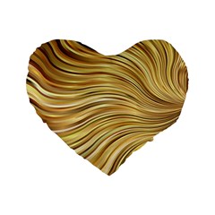 Chic Festive Gold Brown Glitter Stripes Standard 16  Premium Flano Heart Shape Cushions