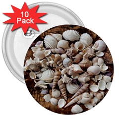 Tropical Sea Shells Collection, Copper Background 3  Buttons (10 Pack)  by yoursparklingshop