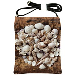 Tropical Sea Shells Collection, Copper Background Shoulder Sling Bags by yoursparklingshop